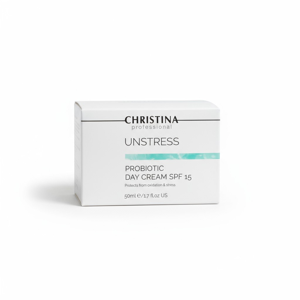 15012.jpg כריסטינה קרם יום והגנה פרוביוטי לעור רגיש 50 מ"ל- UNSTRESS PRO BIOTIC DAY CREAM SPF15 – תמונה 1