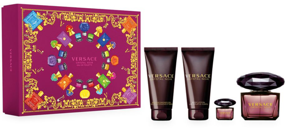 9087-5.jpg מארז סט ורסצ'ה קריסטל נואר בושם לאישה א.ד.ט 90 מ"ל + 5 מ"ל + 100 מ"ל תחליב גוף + 100 מ"ל ג'ל רחצה לאמבט – תמונה 1